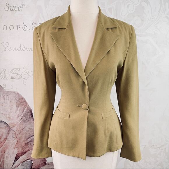 Bebe Vintage Tan Blazer Jacket Single Button Size 2 90's - Picture 1 of 10